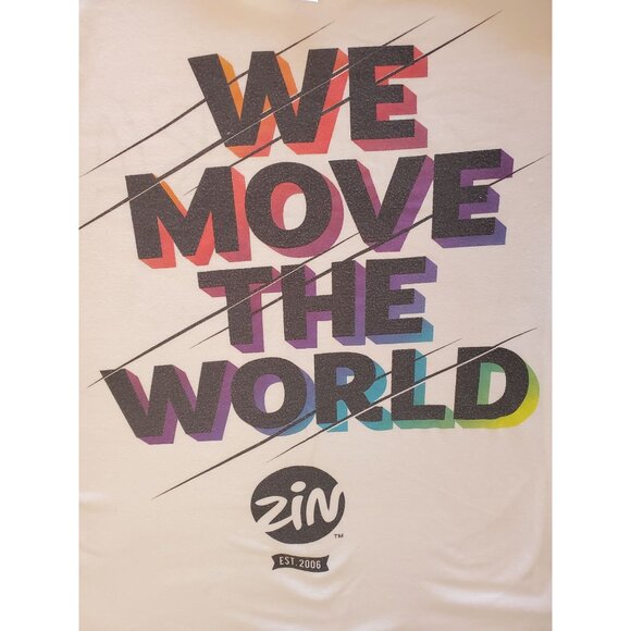 Zumba Wear "We Move The World" T-Shirt One Size Fits Most White - Picture 6 of 8